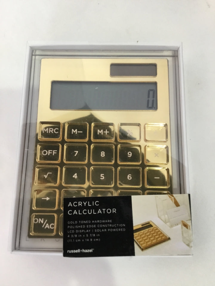 Solar Gold Acrylic Battery Operated Calculator