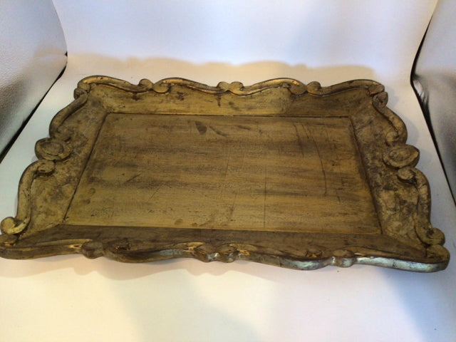Serving Gold Wood Tray