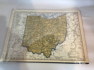 Historic Cream/yellow Paper Ohio Map