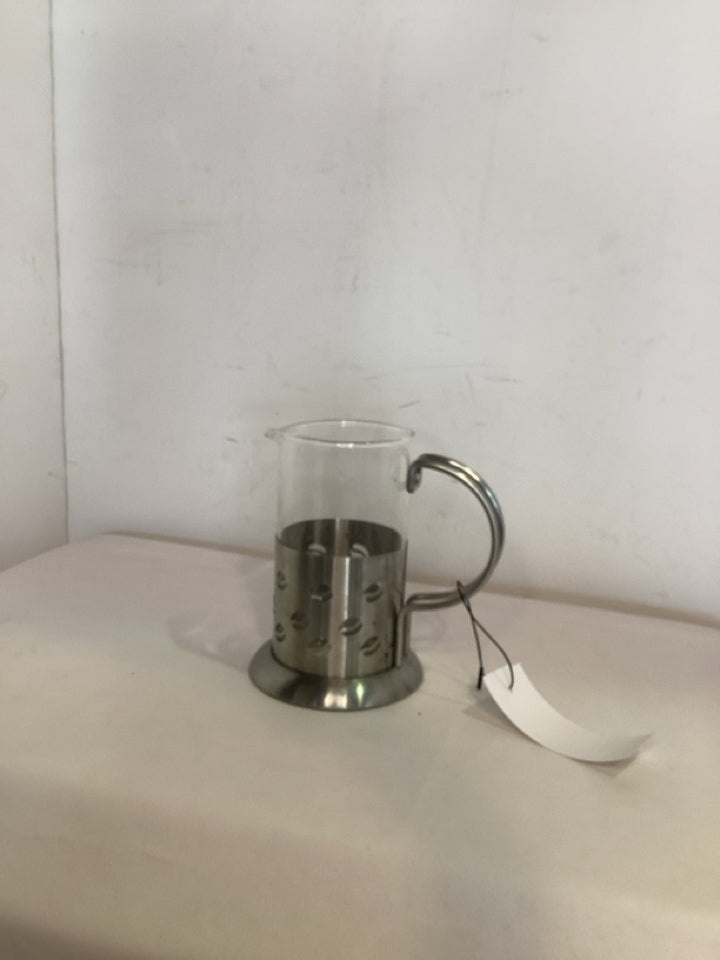 Silver Metal/Glass Pitcher