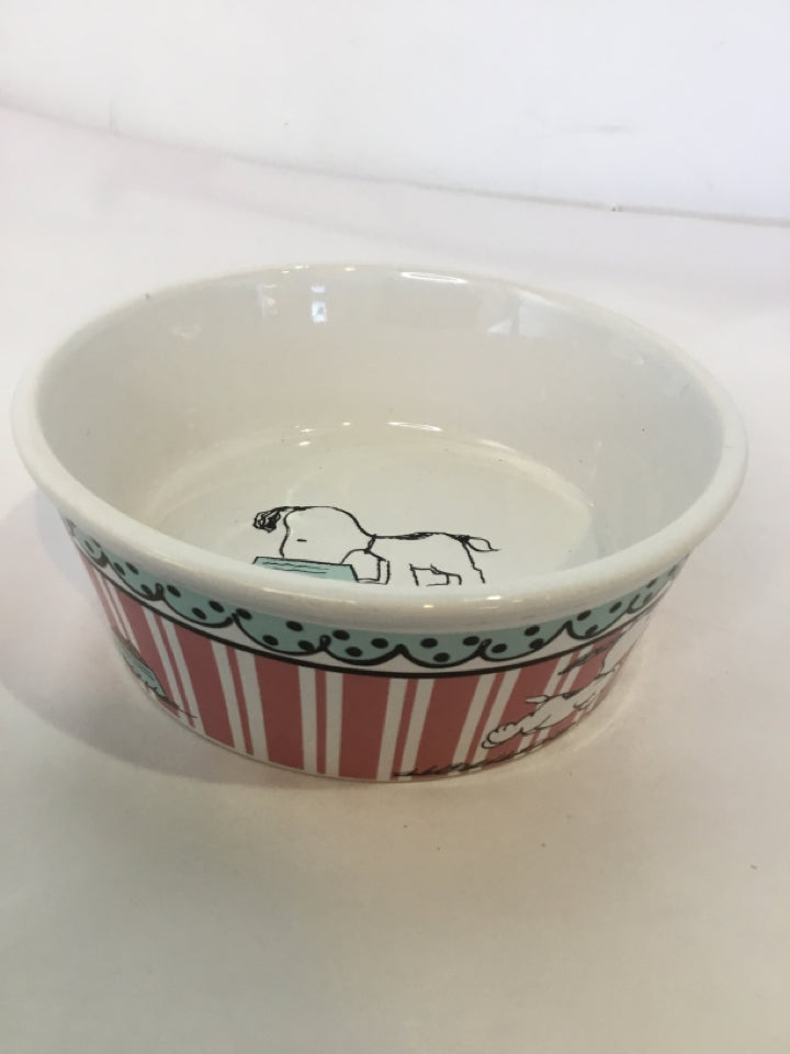 Snoopy Pink/White Dog Bowl