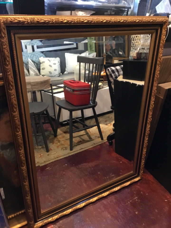 Ornate Black/Gold Beveled Mirror