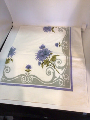 Vintage White/Blue Cotton Frame As Is Tablecloth