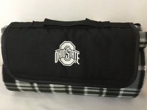 Black/Gray Polyester Checked Ohio State Blanket