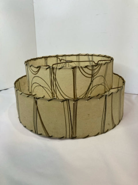 1950's Tan/Black Fiberglass Tiered Lamp Shade