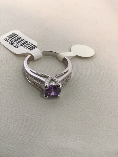 Silver Round Rhinestone Ring