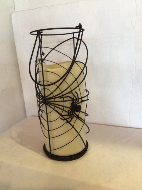 Black/Cream Metal Battery Operated w/Candle Candle Holder