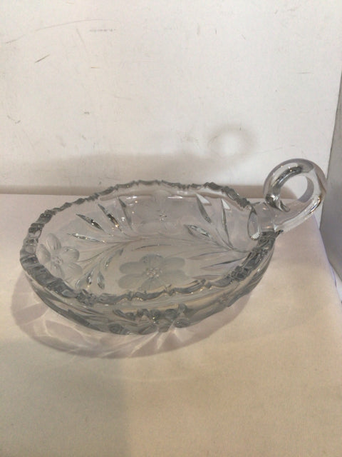 Clear Cut Glass Handle Dish