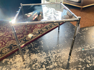 MCM Smoked Glass Bamboo Chrome Table