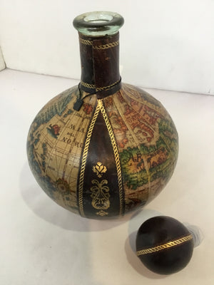 Brown/Multi Leather Map Decanter