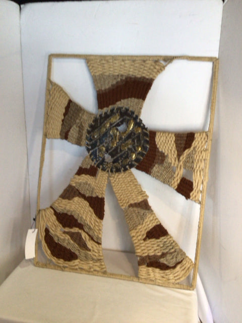 Tan/Black Macrame Framed Art