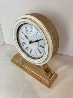 Table Top White Wood Clock