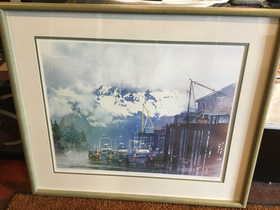 Blue/White Boat Framed Art