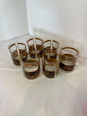 George Briard Set of 6 Tortoise Glass Low Ball Glasses