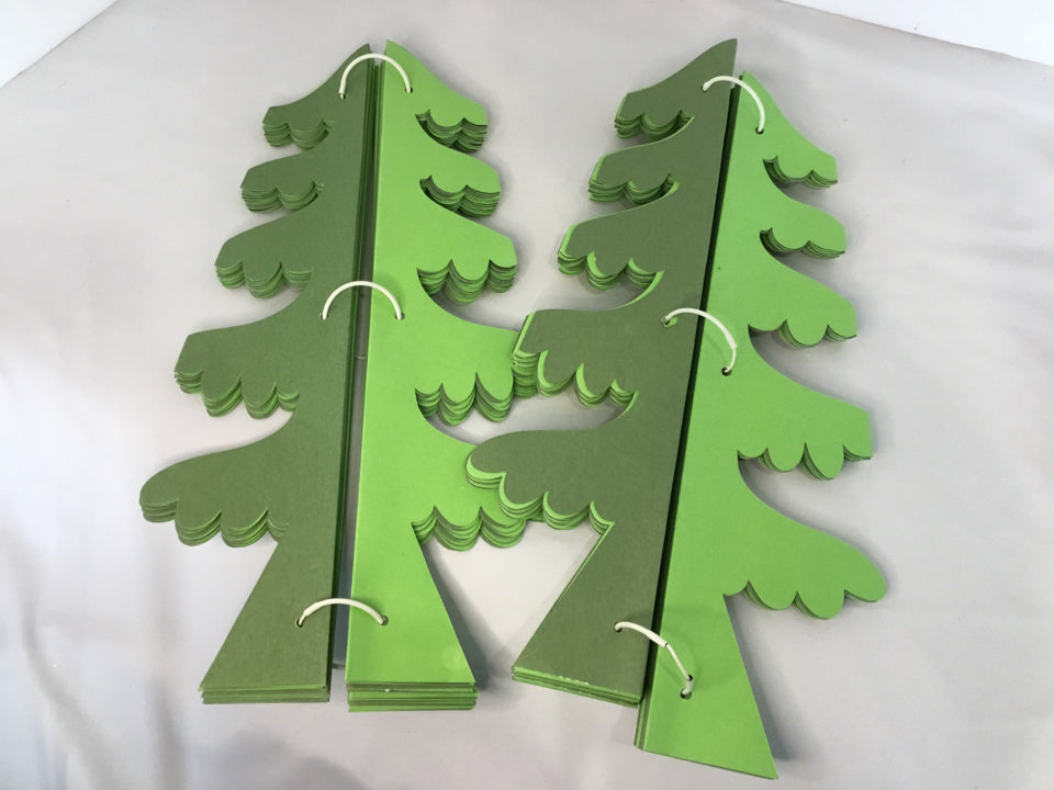 Pair Green Paper Tree Holiday Item