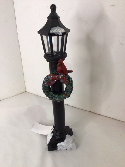 Battery Operated Black/Red Resin Light Post Holiday Item