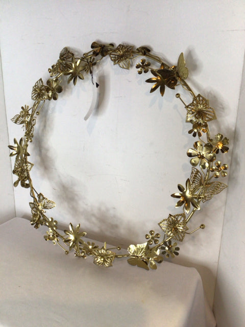 Wreath Metal Floral Gold Wall Decoration Art