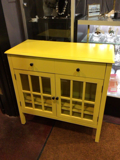Yellow Wood/Glass Cabinet