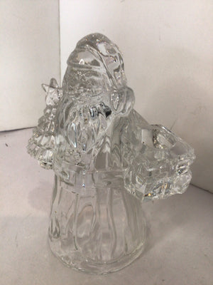 Candle Holder Clear Crystal Santa Holiday Item
