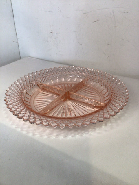 Anchor Hocking Relish Pink Glass Dish