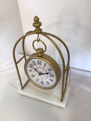 Hanging Gold/White Marble Clock