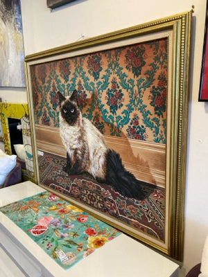 Bohemian Orange/Multi Cat Framed Art
