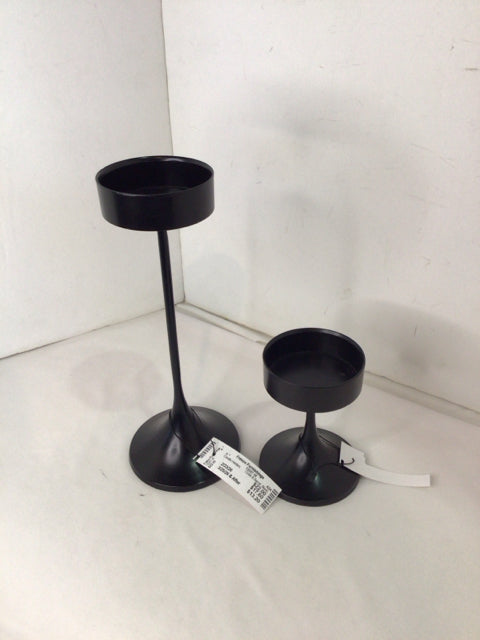 Crate & Barrel Black Metal Pair Candle Holders