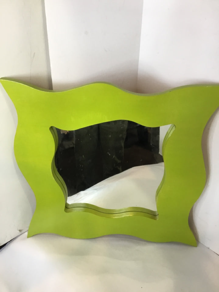 Lime Green Wavy Mirror