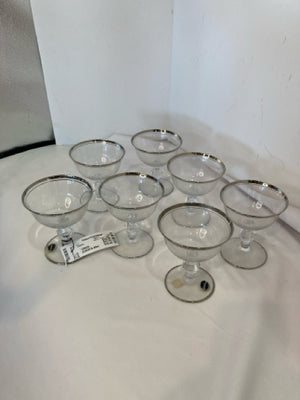 Set of 7 Clear Glass Desert Glasses