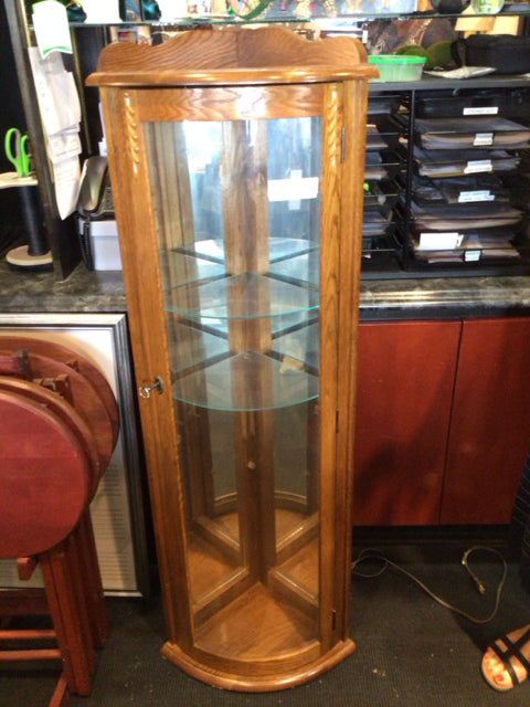 Corner Brown Wood/Glass Cabinet