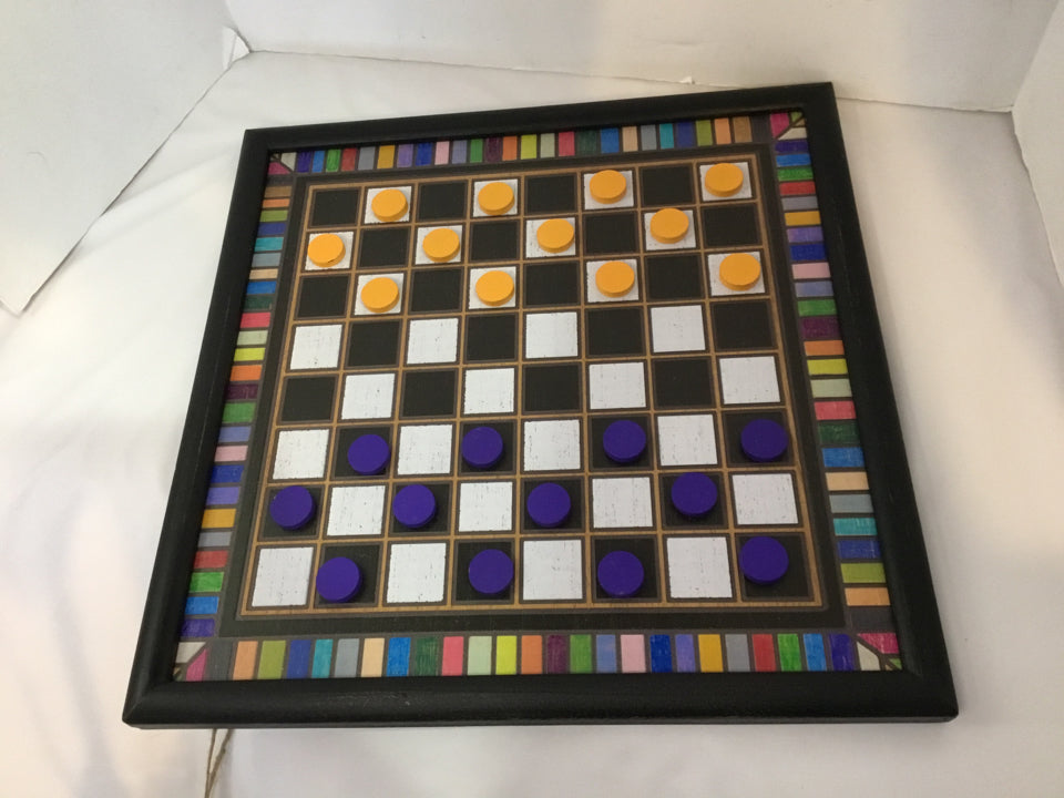 Checkerboard Black/Multi Wood Game