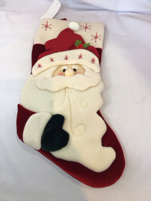 Stocking Red/white Velvet Santa Holiday Item