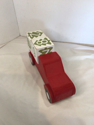 Christmas Red/white Wood Truck Blocks Holiday Item