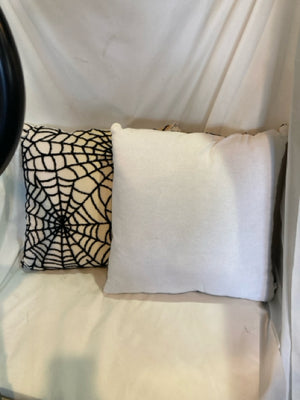 White/Black Cotton Spider Web Pair Pillow Set