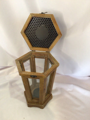 Tealight Brown Wood/Metal Lantern