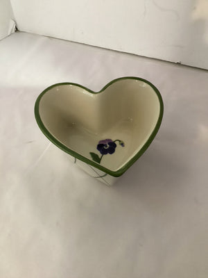 Heart Green/Cream Ceramic Flower Bowl