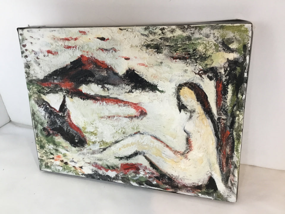 Original White/Red Woman Framed Art