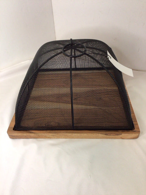 Covered Brown/Black Wood/Metal Tray