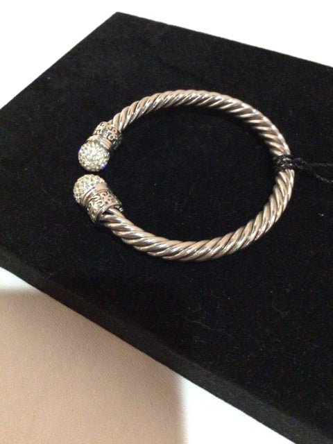 Metal Silver Twisting Rhinestone Bracelet