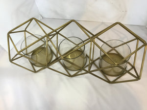 Geometric Gold Metal Candle Holder