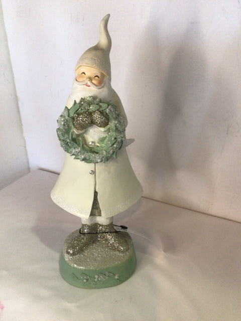 Figure Green/White Resin Santa Holiday Item