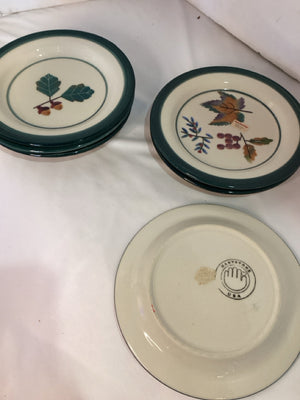 Hartstone Set of 6 White/Green Ceramic Salad Plate Set