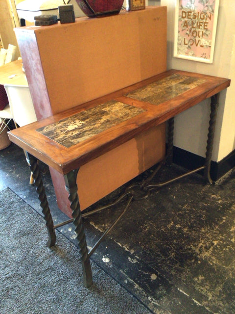 Console Wood/Stone Brown/black Table
