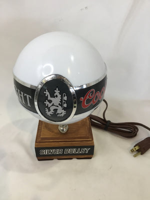 Coors Vintage White/Silver Plastic Globe Lamp