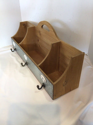Wood Divided Hook Shelf
