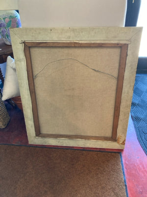 Green/Beige Woman Framed Art