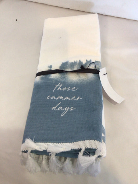 Pair Blue/White Cotton Hand Towel