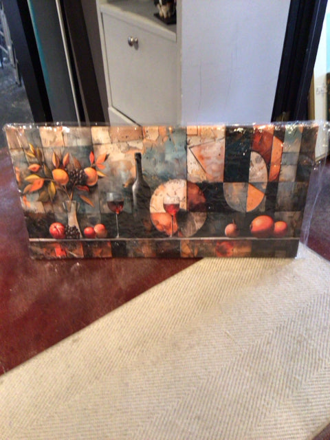 Abstract Orange/Blue Wine Stretch Canvas Art