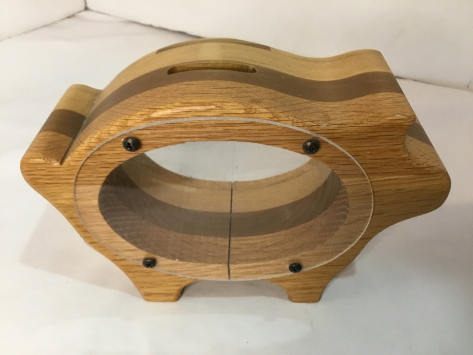 Brown Wood Pig Bank