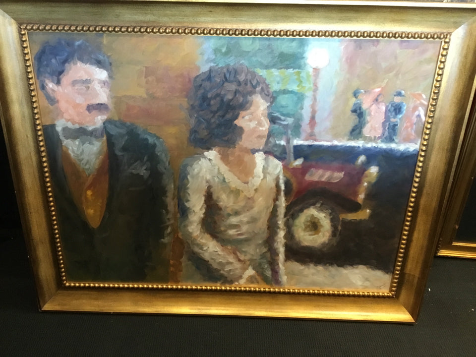 Impressionism Tan/multi Oil People As Is Framed Art